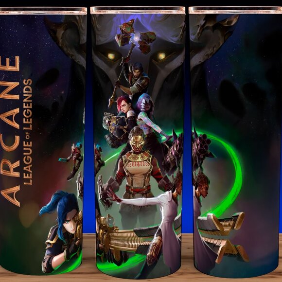 Jinx - Vi - Ekko - Caitlyn Arcane League of Legends Anime Cup Mug Tumbler 20oz - Picture 1 of 3